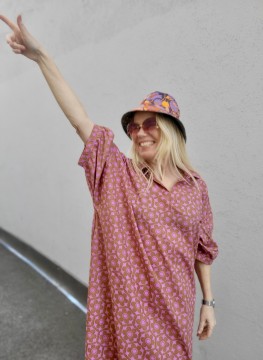 Kaftan kjole med blomstertrykk